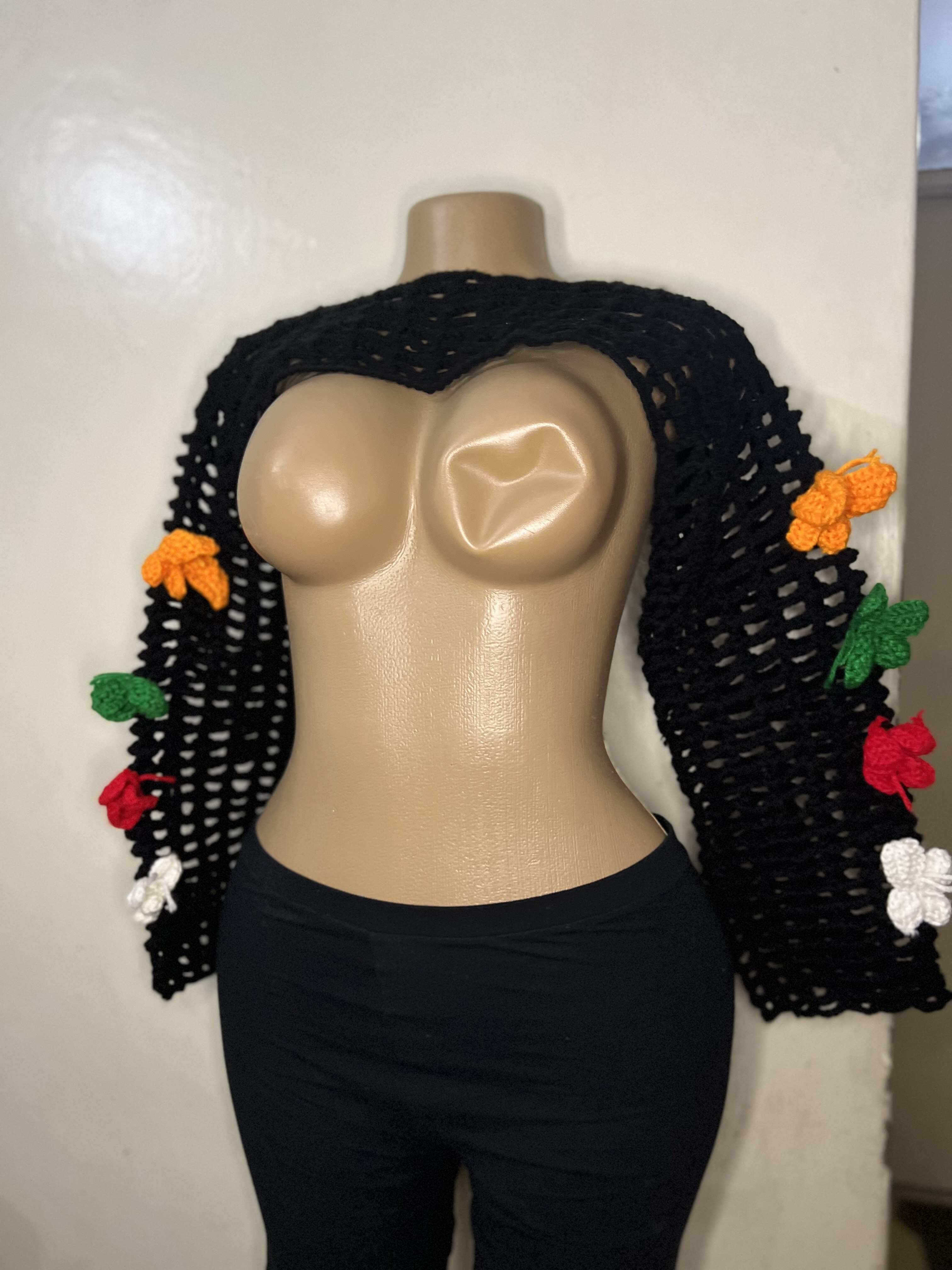 Black crotchet shrug