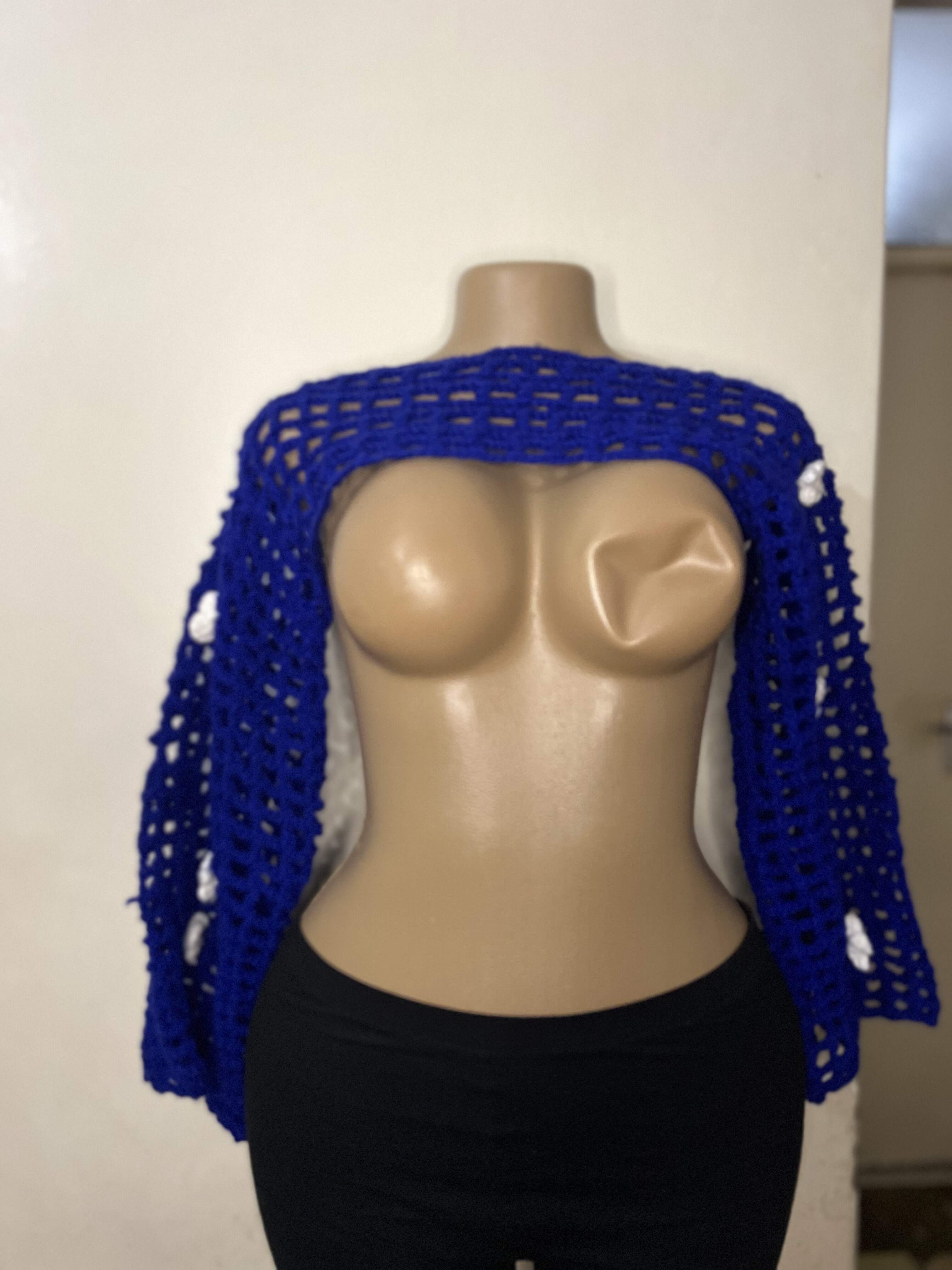 Blue crotchet shrug