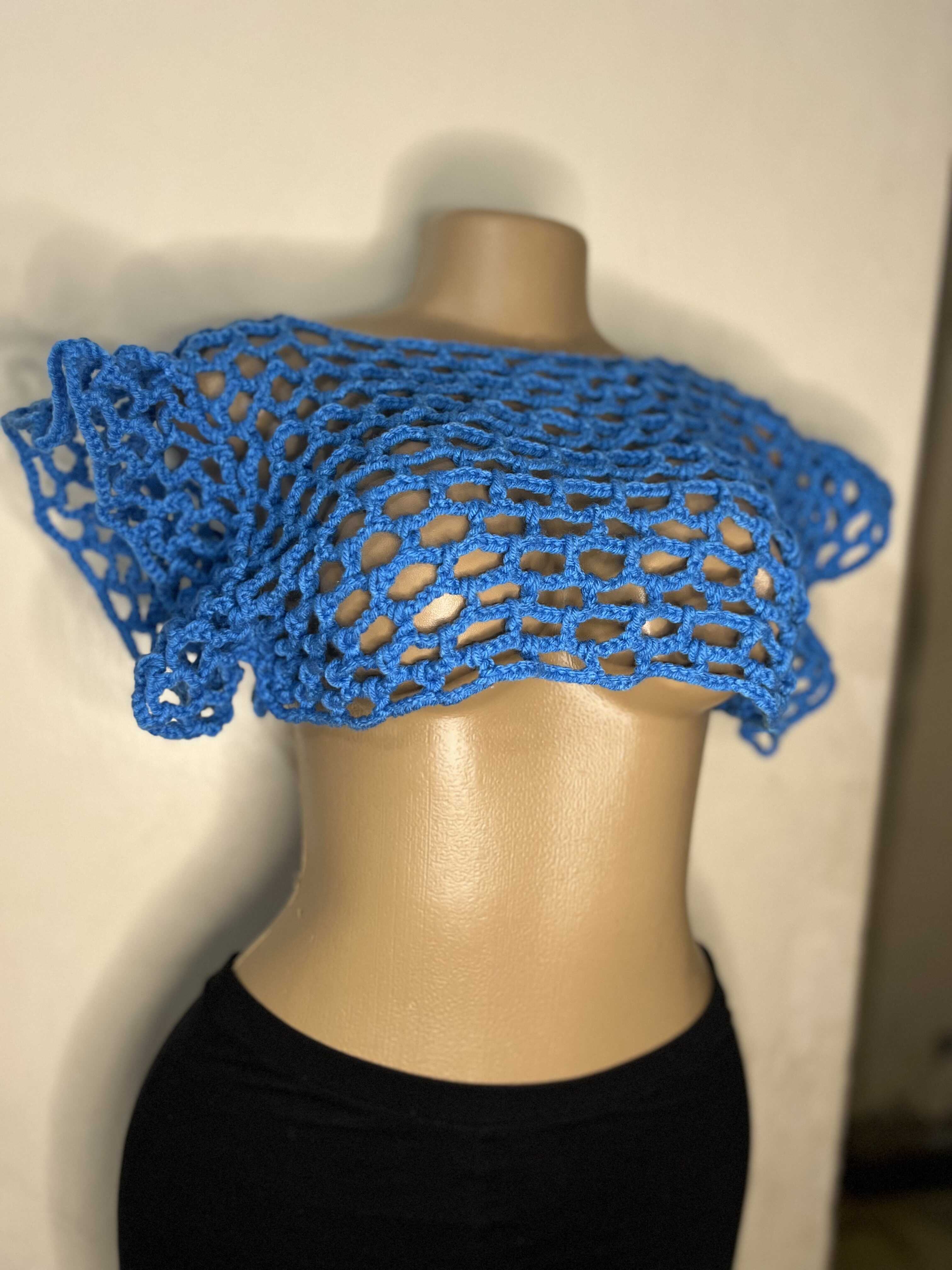 Jamaican blue mesh shrug