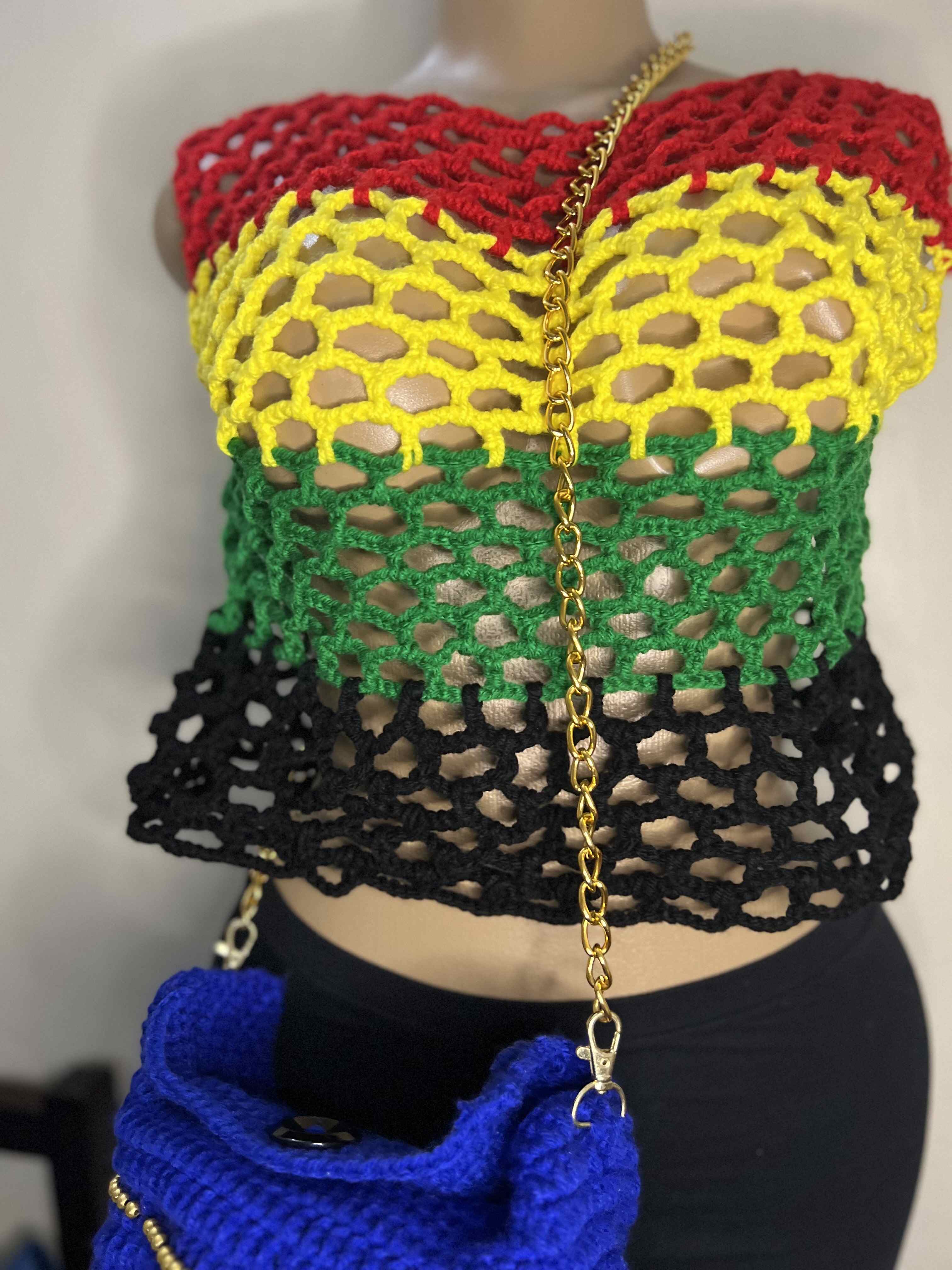 Blue bag with leather base